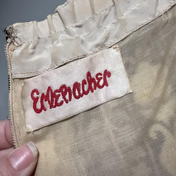 Iconic 1970s Oscar de La Renta Metallic Gold Silk Brocade Dress Gown Fur Cuff - Picture 9 of 16